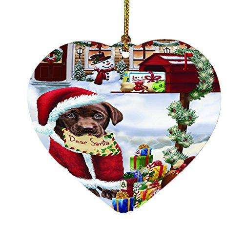 Labrador Dear Santa Letter Christmas Holiday Mailbox Dog Heart Ornament D104