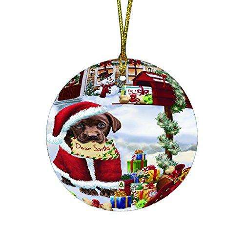 Labrador Dear Santa Letter Christmas Holiday Mailbox Dog Round Ornament D104