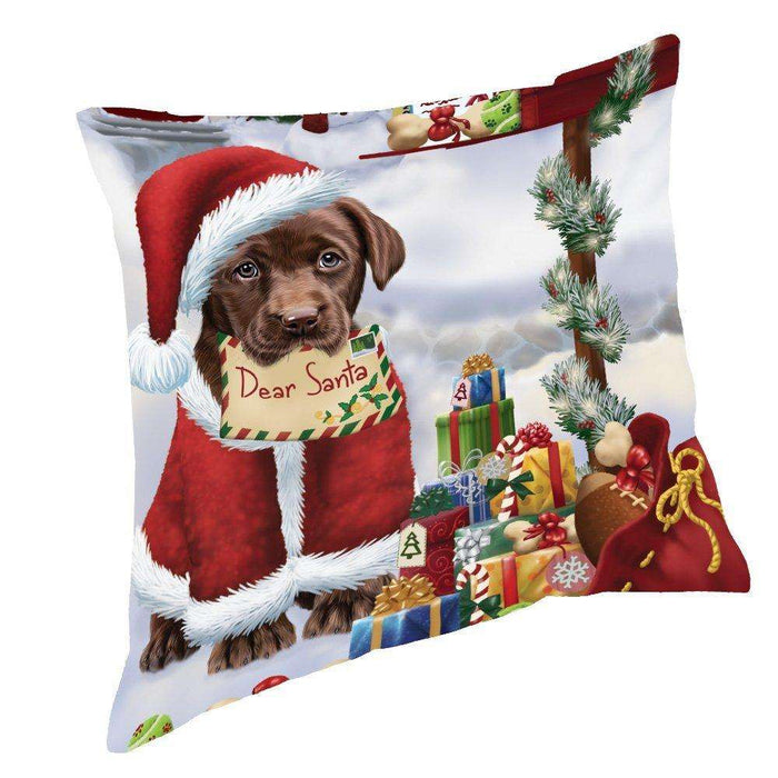 Labrador Dear Santa Letter Christmas Holiday Mailbox Dog Throw Pillow