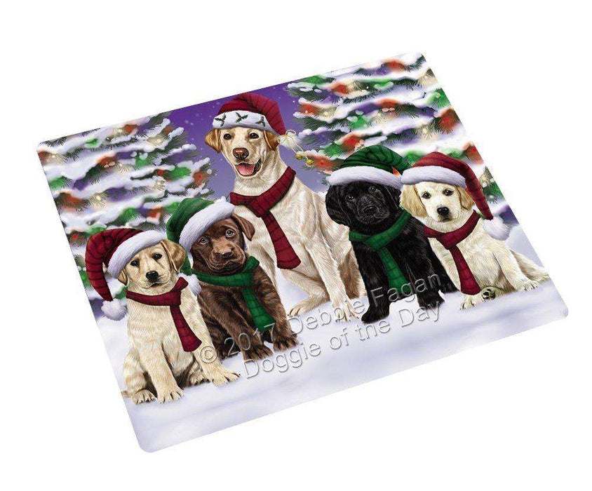 Labrador Dog Christmas Family Portrait in Holiday Scenic Background Refrigerator / Dishwasher Magnet