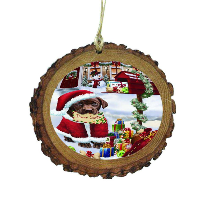 Labrador Dog Dear Santa Letter Christmas Holiday Mailbox Wooden Christmas Ornament WOR49057