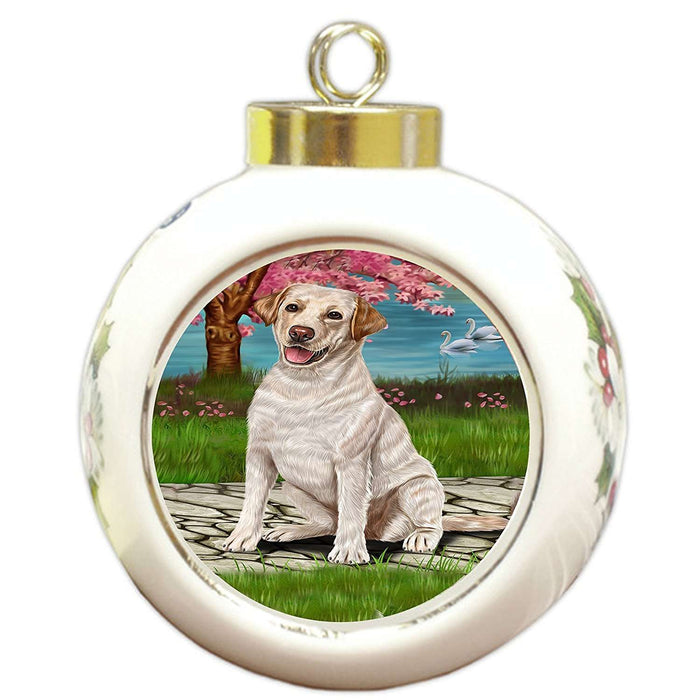 Labrador Dog Round Ball Christmas Ornament