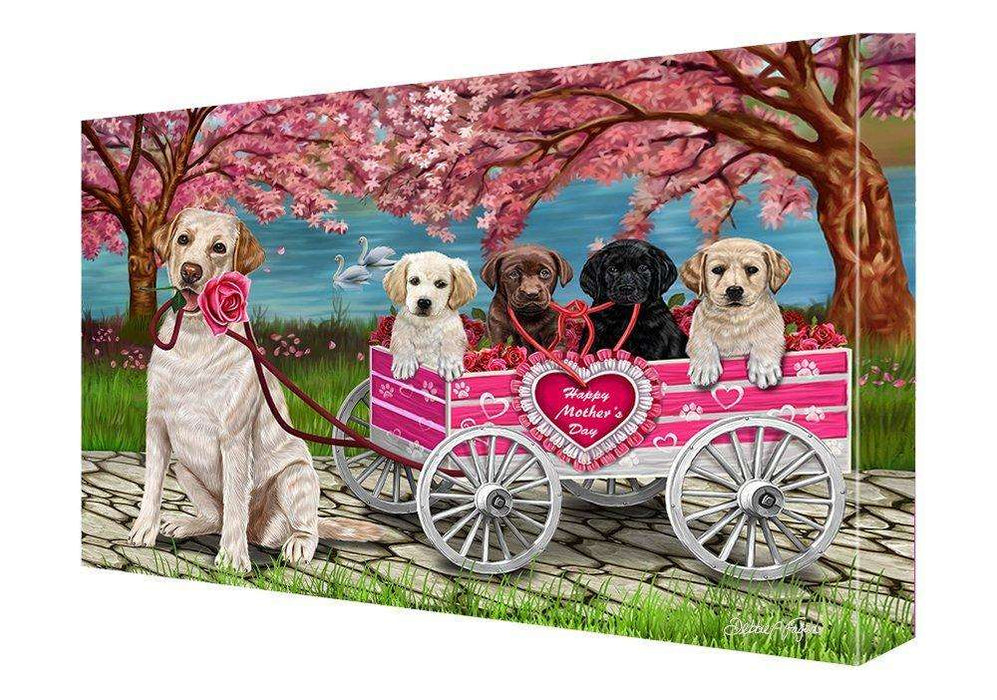Labrador Dog w/ Puppies Mother's Day Painting Printed on Canvas Wall Art Signed