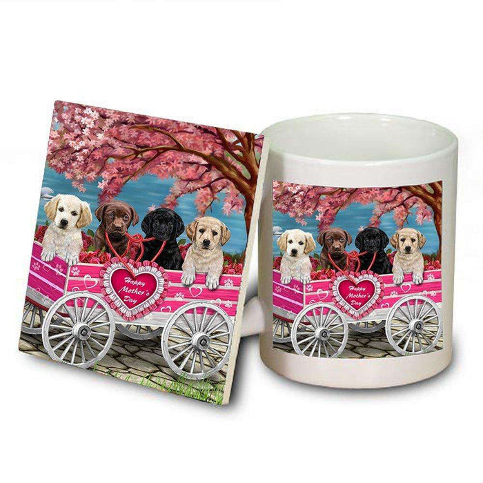 Labrador Dog with Puppies Mother's Day Mug & Coaster Set