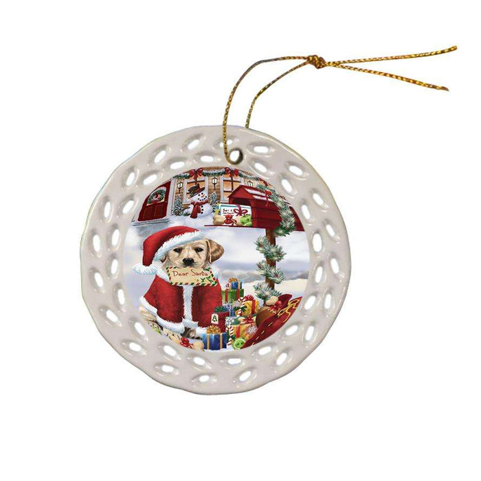 Labrador Retriever Dog Dear Santa Letter Christmas Holiday Mailbox Ceramic Doily Ornament DPOR53906