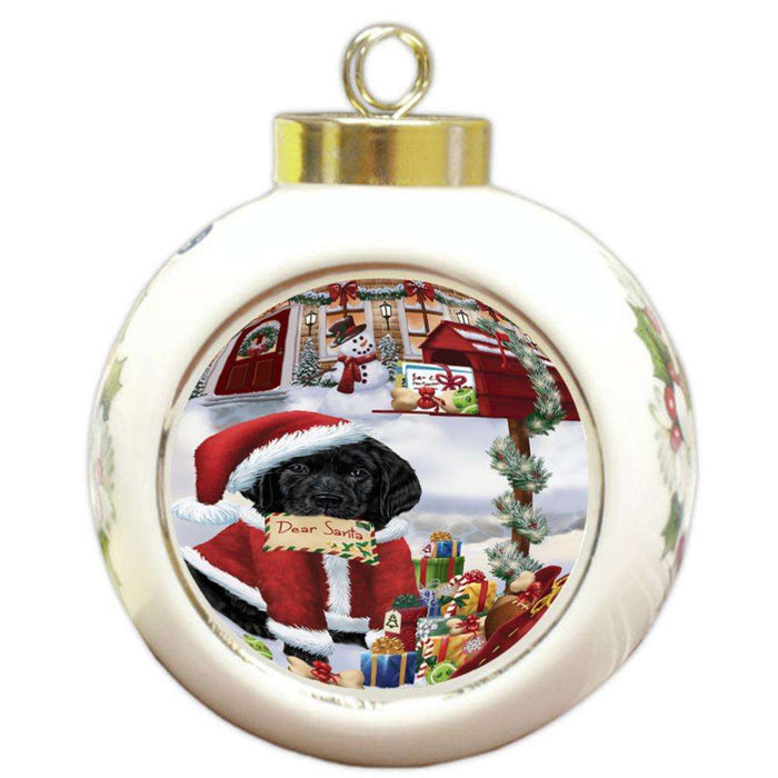 Labrador Retriever Dog Dear Santa Letter Christmas Holiday Mailbox Round Ball Christmas Ornament RBPOR53907