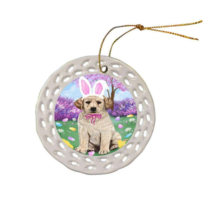 Labrador Retriever Dog Easter Holiday Ceramic Doily Ornament DPOR49170