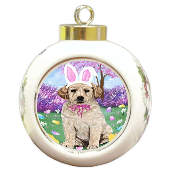 Labrador Retriever Dog Easter Holiday Round Ball Christmas Ornament RBPOR49170
