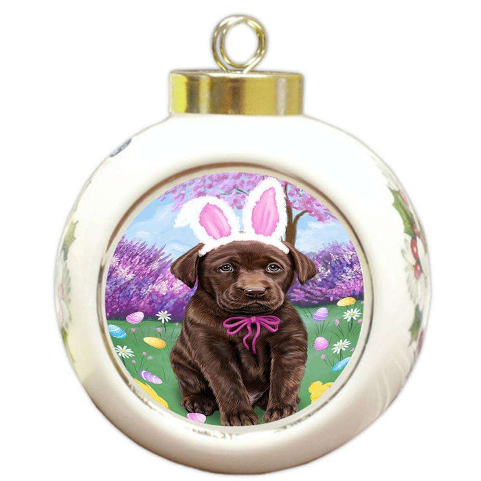 Labrador Retriever Dog Easter Holiday Round Ball Christmas Ornament RBPOR49172