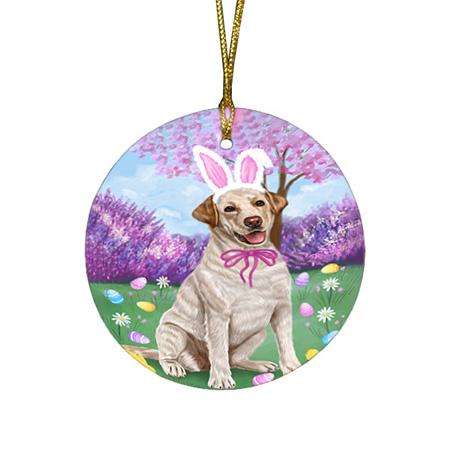 Labrador Retriever Dog Easter Holiday Round Flat Christmas Ornament RFPOR49159