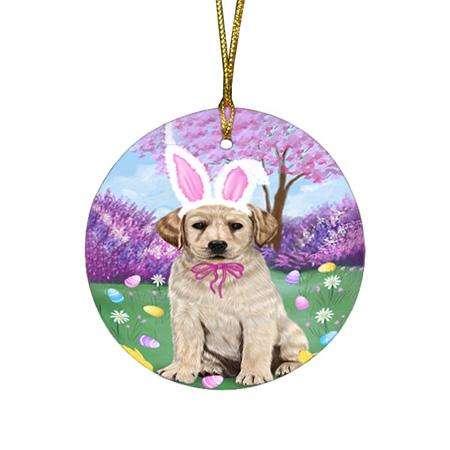 Labrador Retriever Dog Easter Holiday Round Flat Christmas Ornament RFPOR49161