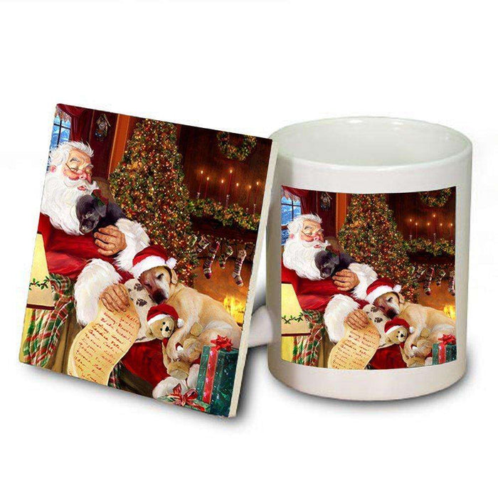 Labrador Retriever Dog with Puppies Sleeping with Santa Mug & Coaster Set