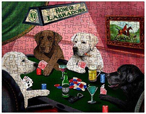 Labrador Retriever Puzzle 300 Pc. with Photo Tin Four Dogs Playing Poker