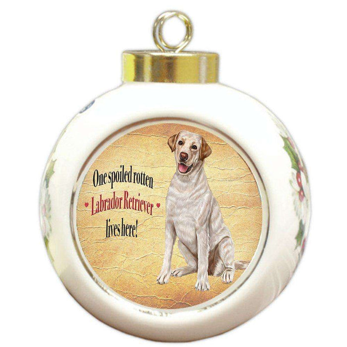 Labrador Retriever Spoiled Rotten Dog Round Ceramic Christmas Ornament