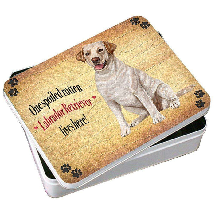 Labrador Retriever Yellow Spoiled Rotten Dog Photo Storage Tin