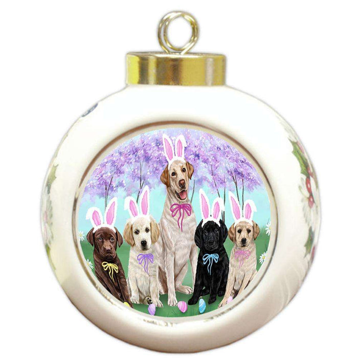 Labrador Retrievers Dog Easter Holiday Round Ball Christmas Ornament RBPOR49169
