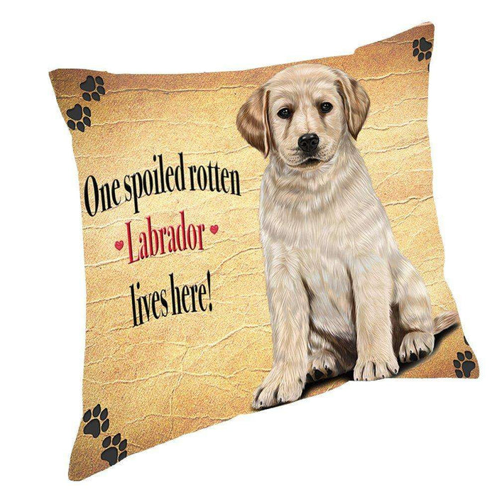 Labrador Yellow Spoiled Rotten Dog Throw Pillow