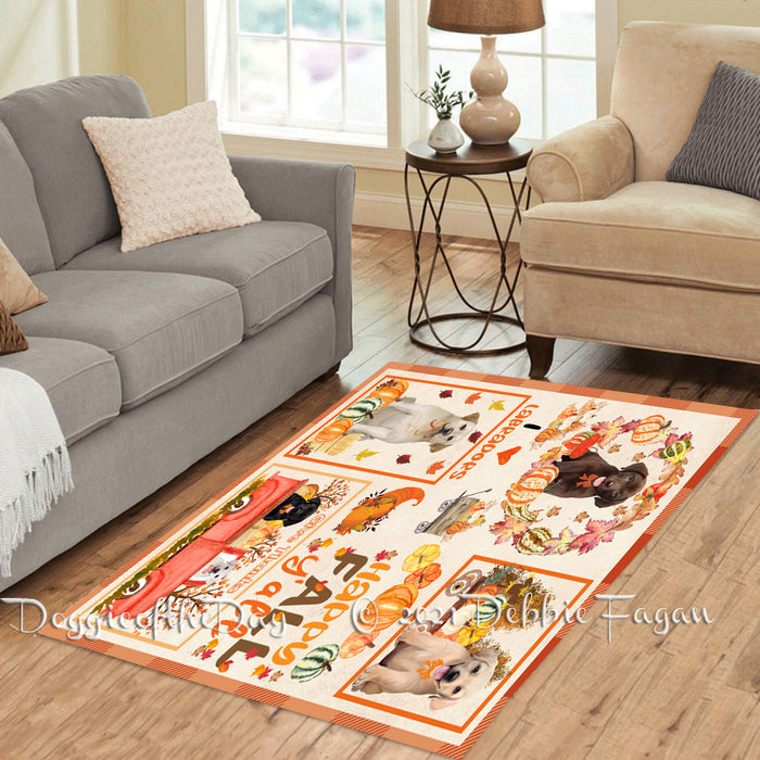 Happy Fall Y'all Pumpkin Labrador Dogs Polyester Living Room Carpet Area Rug ARUG66936