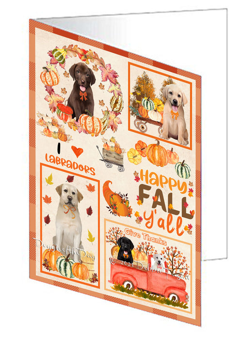 Happy Fall Y'all Pumpkin Labrador Dogs Handmade Artwork Assorted Pets Greeting Cards and Note Cards with Envelopes for All Occasions and Holiday Seasons GCD77045
