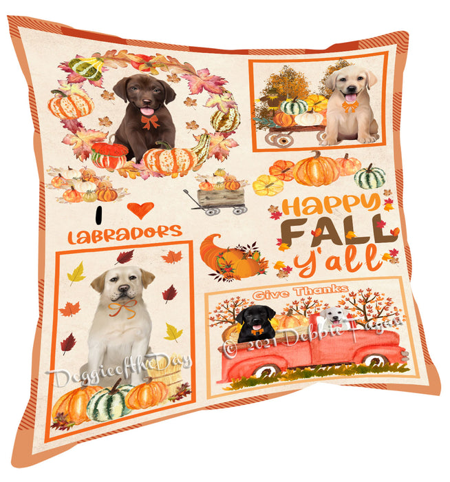 Happy Fall Y'all Pumpkin Labrador Dogs Pillow with Top Quality High-Resolution Images - Ultra Soft Pet Pillows for Sleeping - Reversible & Comfort - Ideal Gift for Dog Lover - Cushion for Sofa Couch Bed - 100% Polyester