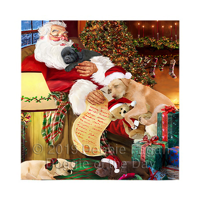 Santa Sleeping with Labrador Retriever Dogs Square Towel 