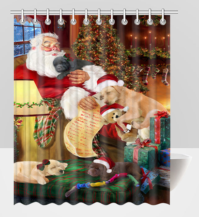 Santa Sleeping with Labrador Retriever Dogs Shower Curtain