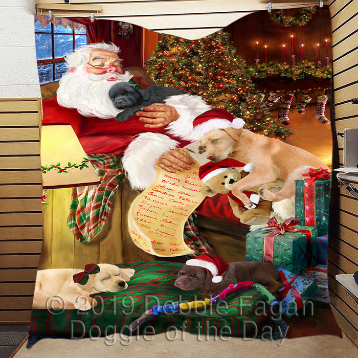 Santa Sleeping with Labrador Retriever Dogs Quilt