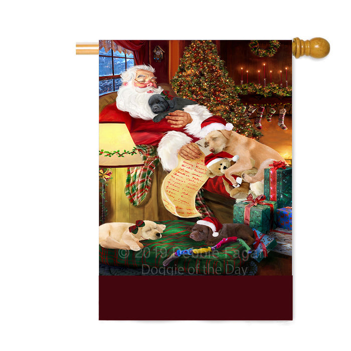 Personalized Labrador Retriever Dogs and Puppies Sleeping with Santa Custom House Flag FLG-DOTD-A62699
