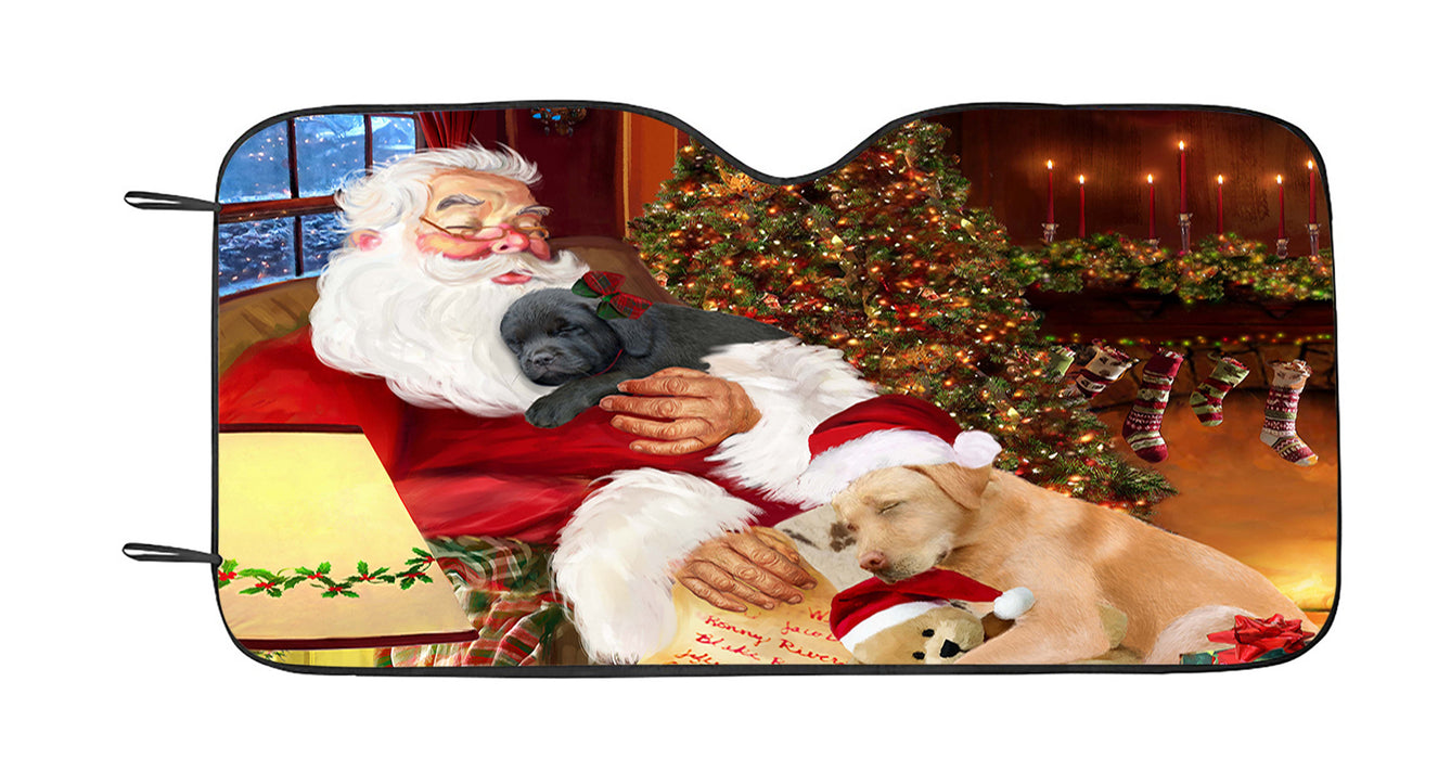 Santa Sleeping with Labrador Retriever Dogs Car Sun Shade