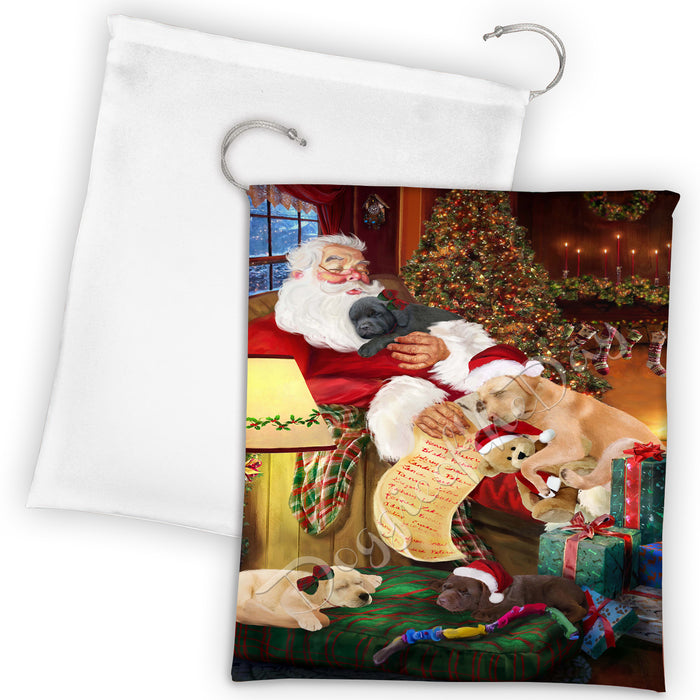 Santa Sleeping with Maine Coon Cats Drawstring Laundry or Gift Bag LGB48824