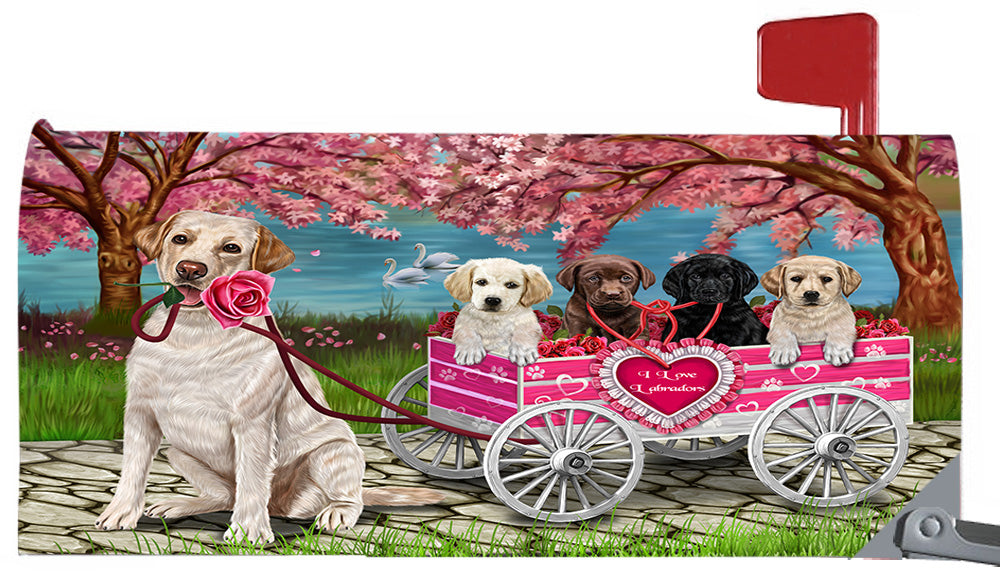 I Love Labrador Retriever Dogs in a Cart Magnetic Mailbox Cover MBC48563
