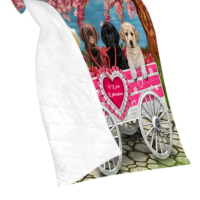 I Love Labrador Dogs in a Cart Quilt