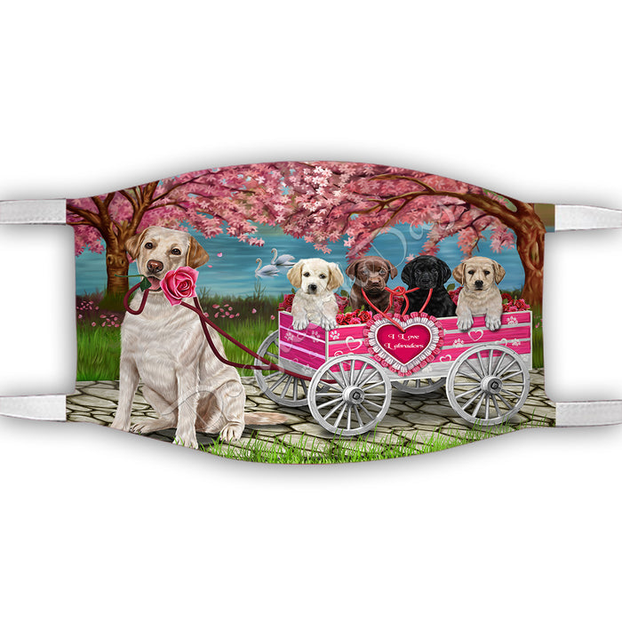 I Love Labrador Dogs in a Cart Face Mask FM48158
