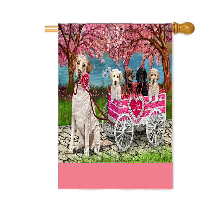 Personalized I Love Labrador Dogs in a Cart Custom House Flag FLG-DOTD-A62220