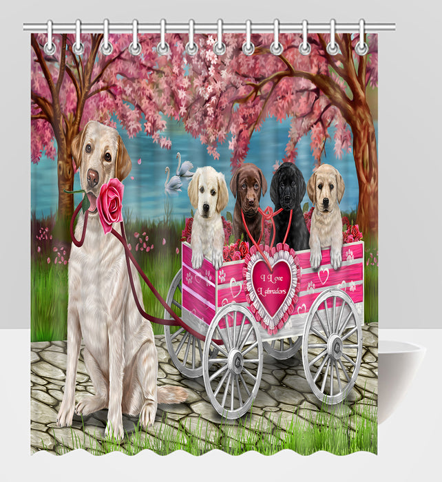 I Love Labrador Dogs in a Cart Shower Curtain