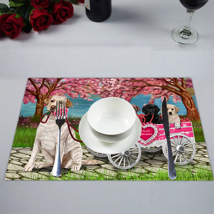I Love Labrador Dogs in a Cart Placemat
