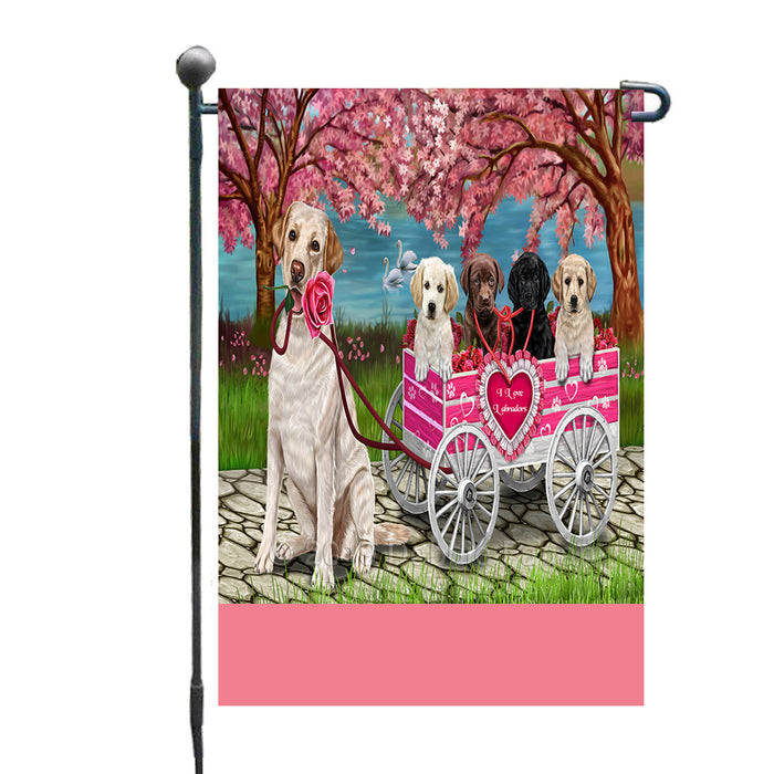Personalized I Love Labrador Dogs in a Cart Custom Garden Flags GFLG-DOTD-A62164