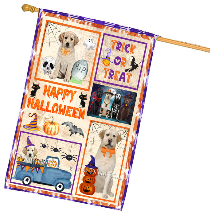 Happy Halloween Trick or Treat Labrador Retriever Dogs House Flag Outdoor Decorative Double Sided Pet Portrait Weather Resistant Premium Quality Animal Printed Home Decorative Flags 100% Polyester