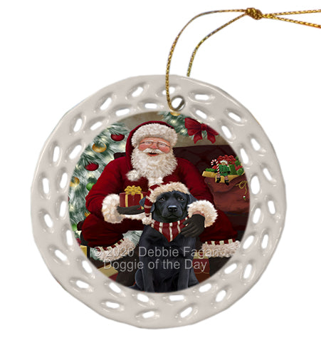 Santa's Christmas Surprise Labrador Dog Doily Ornament DPOR59598