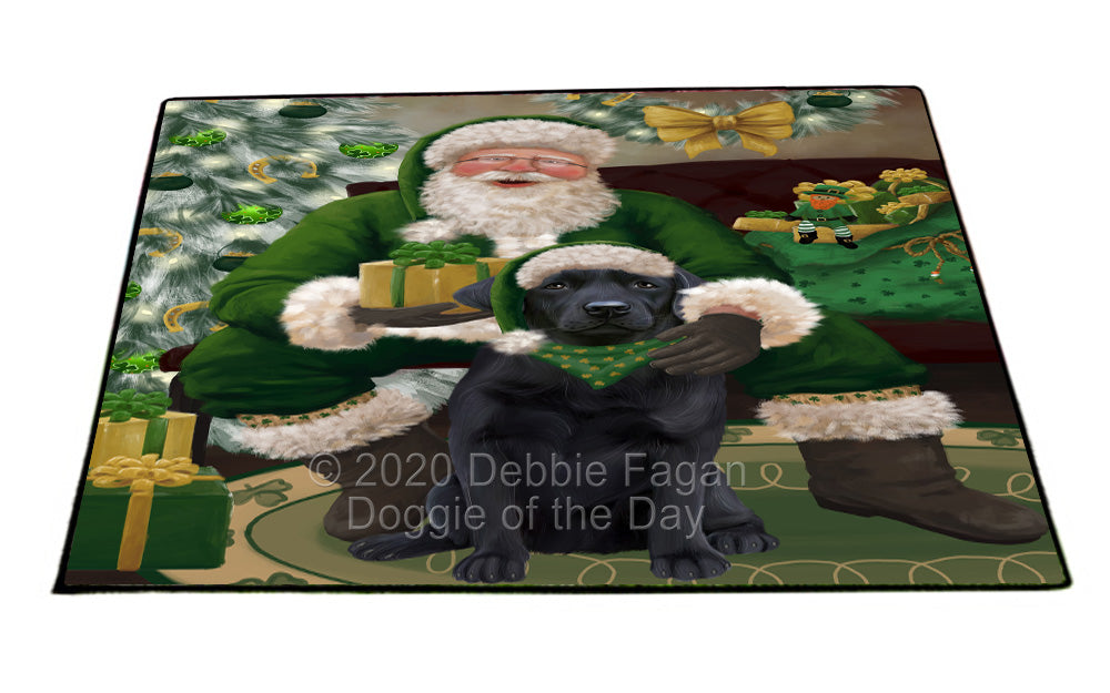 Christmas Irish Santa with Gift and Labrador Dog Indoor/Outdoor Welcome Floormat - Premium Quality Washable Anti-Slip Doormat Rug FLMS57187