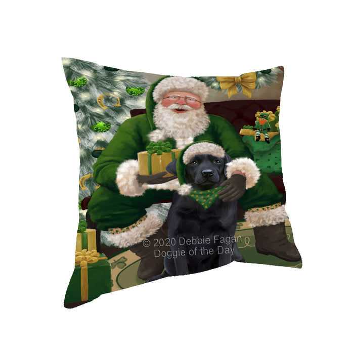 Christmas Irish Santa with Gift and Labrador Dog Pillow PIL86836