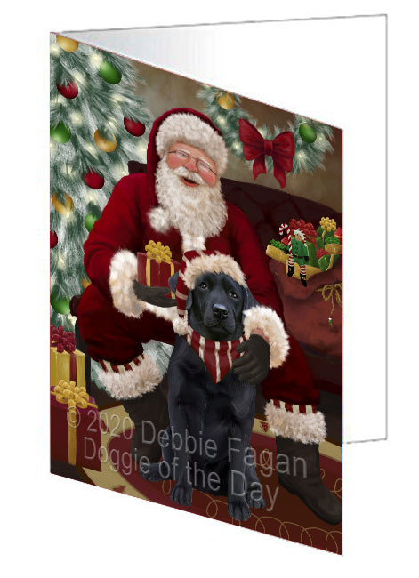 Santa's Christmas Surprise Labrador Dog Handmade Artwork Assorted Pets Greeting Cards and Note Cards with Envelopes for All Occasions and Holiday Seasons