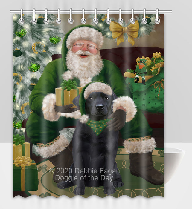 Christmas Irish Santa with Gift and Labrador Dog Shower Curtain Bathroom Accessories Decor Bath Tub Screens SC148