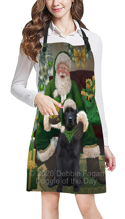 Christmas Irish Santa with Gift and Labrador Dog Apron Apron-48314