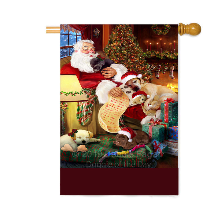 Personalized Maine Coon Cats and Kittens Sleeping with Santa Custom House Flag FLG-DOTD-A62701