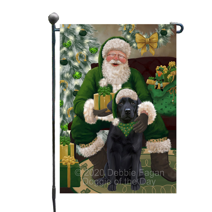 Christmas Irish Santa with Gift and Labrador Dog Garden Flag GFLG66654