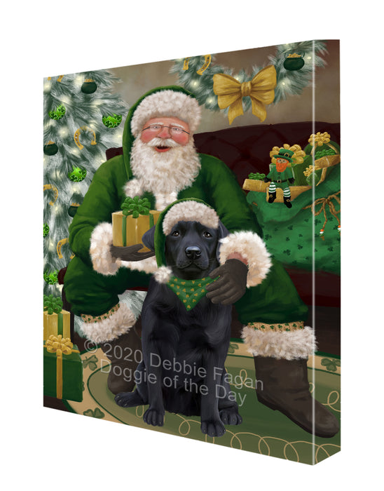 Christmas Irish Santa with Gift and Labrador Dog Canvas Print Wall Art Décor CVS147788