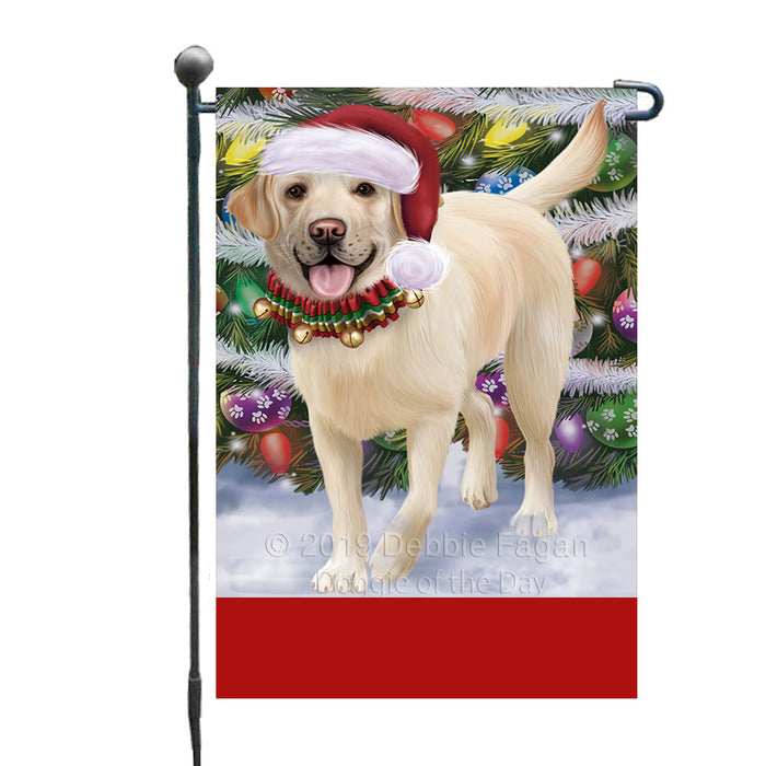 Personalized Trotting in the Snow Labrador Retriever Dog Custom Garden Flags GFLG-DOTD-A60746