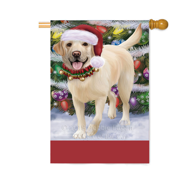 Personalized Trotting in the Snow Labrador Retriever Dog Custom House Flag FLG-DOTD-A60802