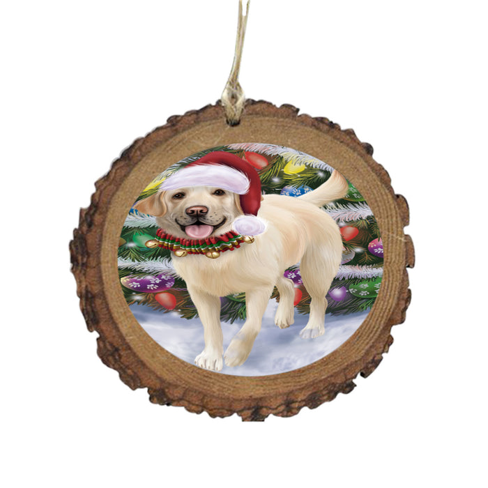 Trotting in the Snow Labrador Retriever Dog Wooden Christmas Ornament WOR49451